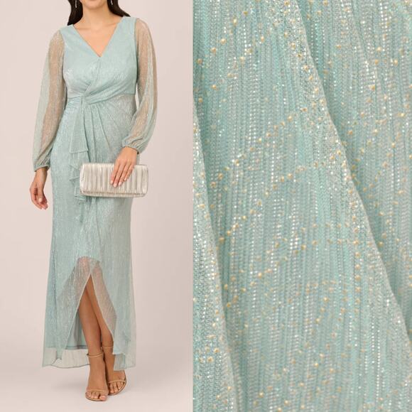 NWT ADRIANNA PAPELL DRESS GOWN 12 GREEN MOTHER OF BRIDE FORMAL EVENING - Picture 2 of 16